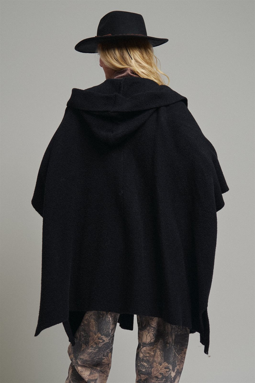Oversized Wide Collar Open Front Poncho Cardigan in BLACK - Women's Cardigans & Shrugs | Urban Daizy