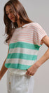 Urban Daizy Retro Striped Textured Knit Sweater Tee Mint Knit Sweater - Women's (TNTP4000-Mint) – alternate view 11