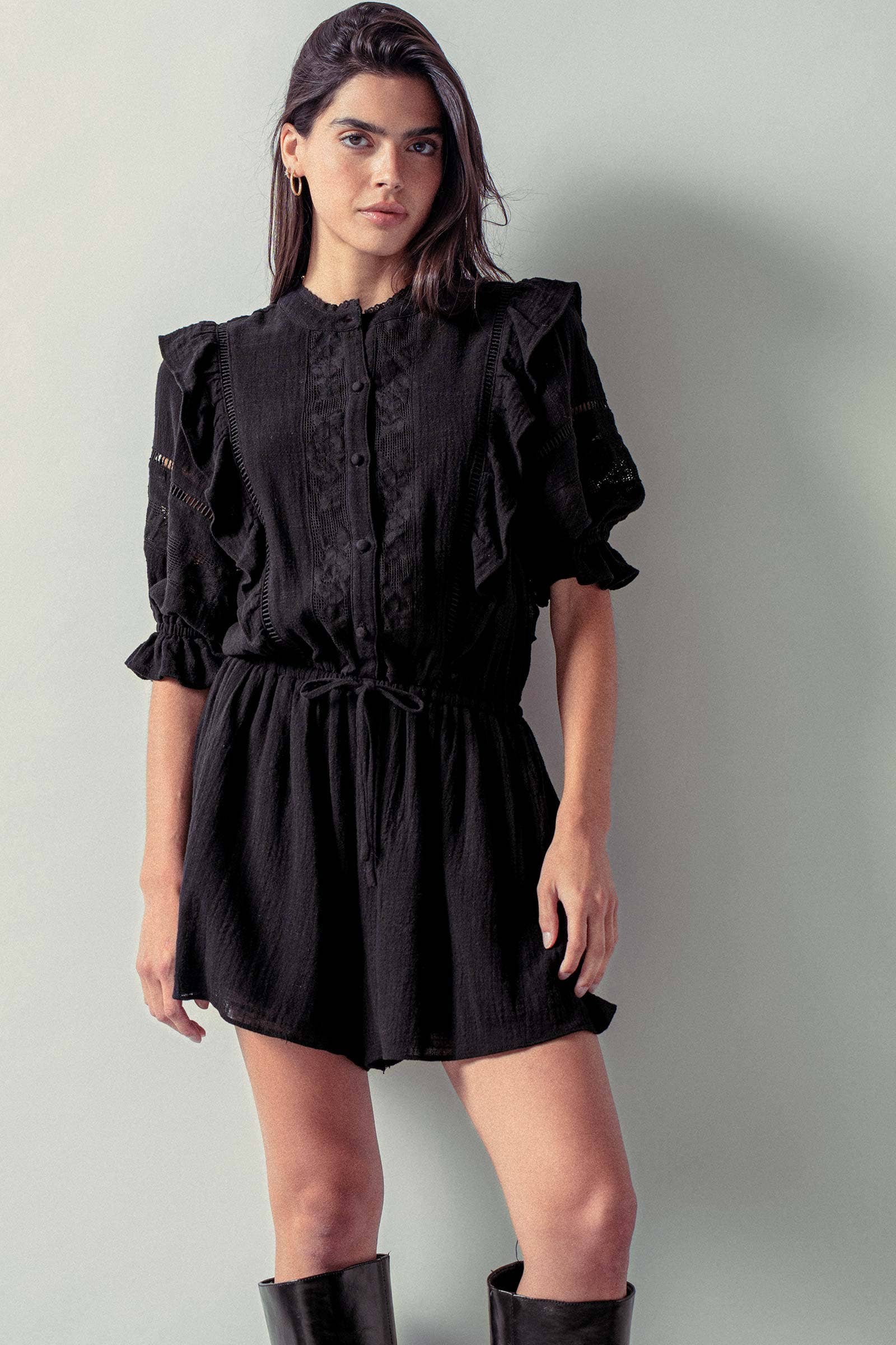 Romantic Lace Ruffle Boho Romper