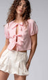 Urban Daizy Gingham Triple Bow Puff Sleeve Crop Top Pink Blouse - Women's (UDZ-TP-01033) – alternate view 8