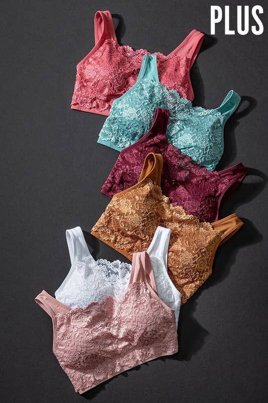 Urban Daizy Plus Size Elegant Lace Longline Bralette Navy Bralette - Women's (UDZ-TP-00528) – alternate view 19