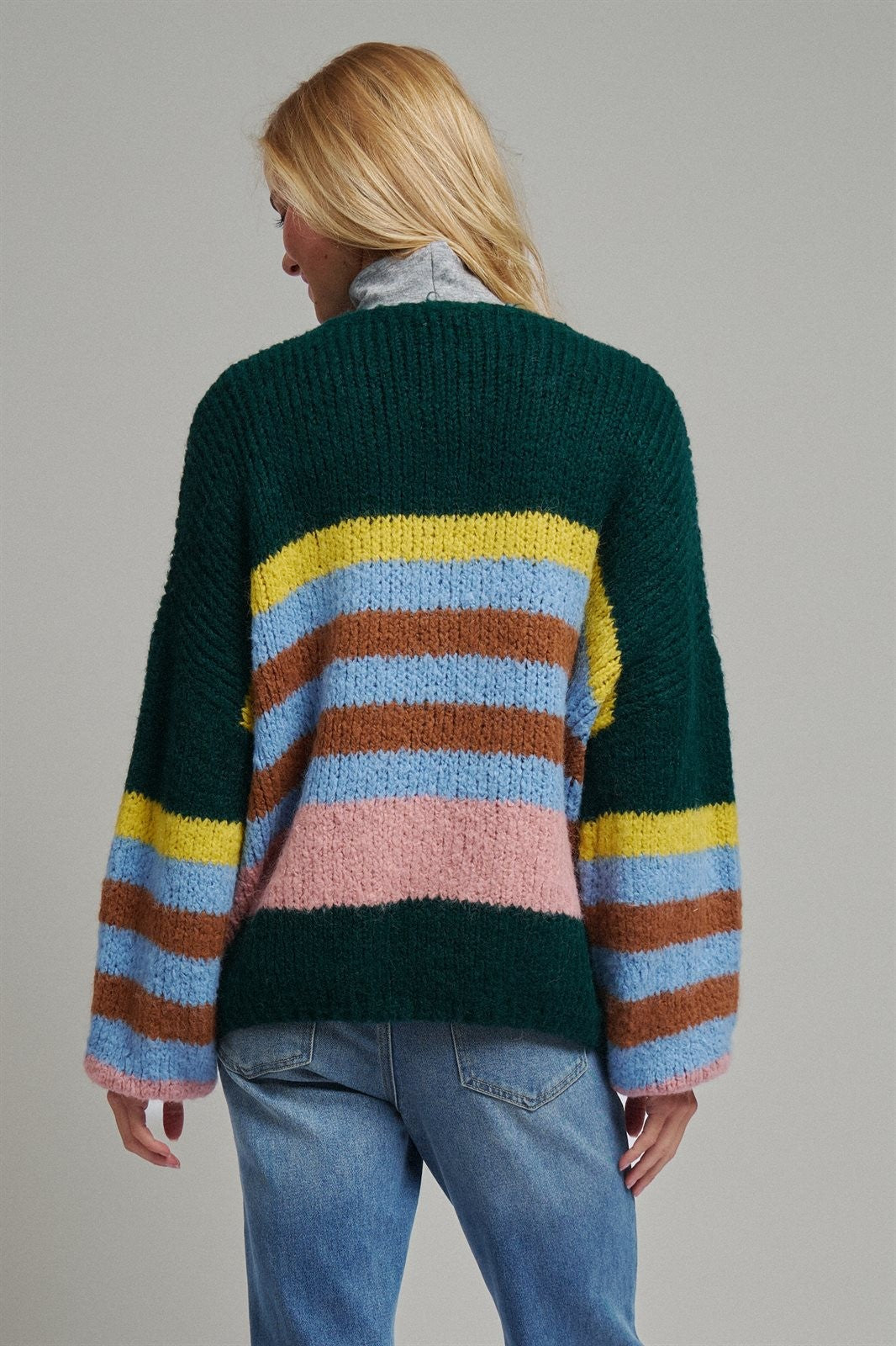 Statement Multi-Color Stripe Cardigan