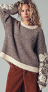 Urban Daizy Floral Embroidered Striped Knit Sweater Brown Knit Sweater - Women's (UDZ-TP-00814) – alternate view 24