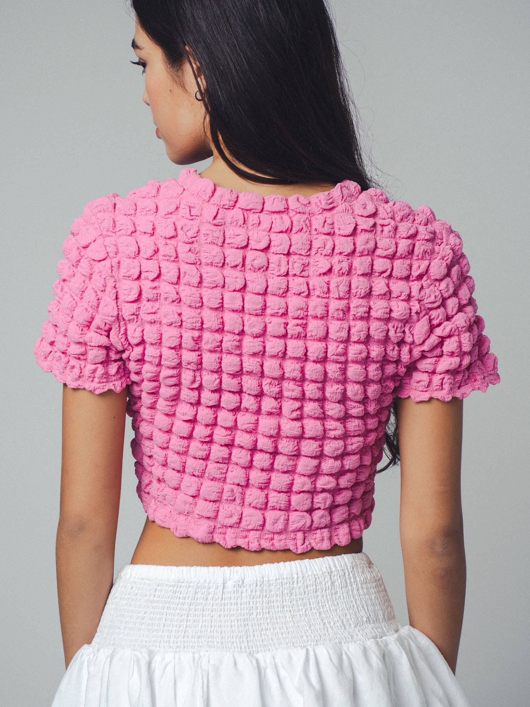 Bubble Popcorn Textured Crop Top