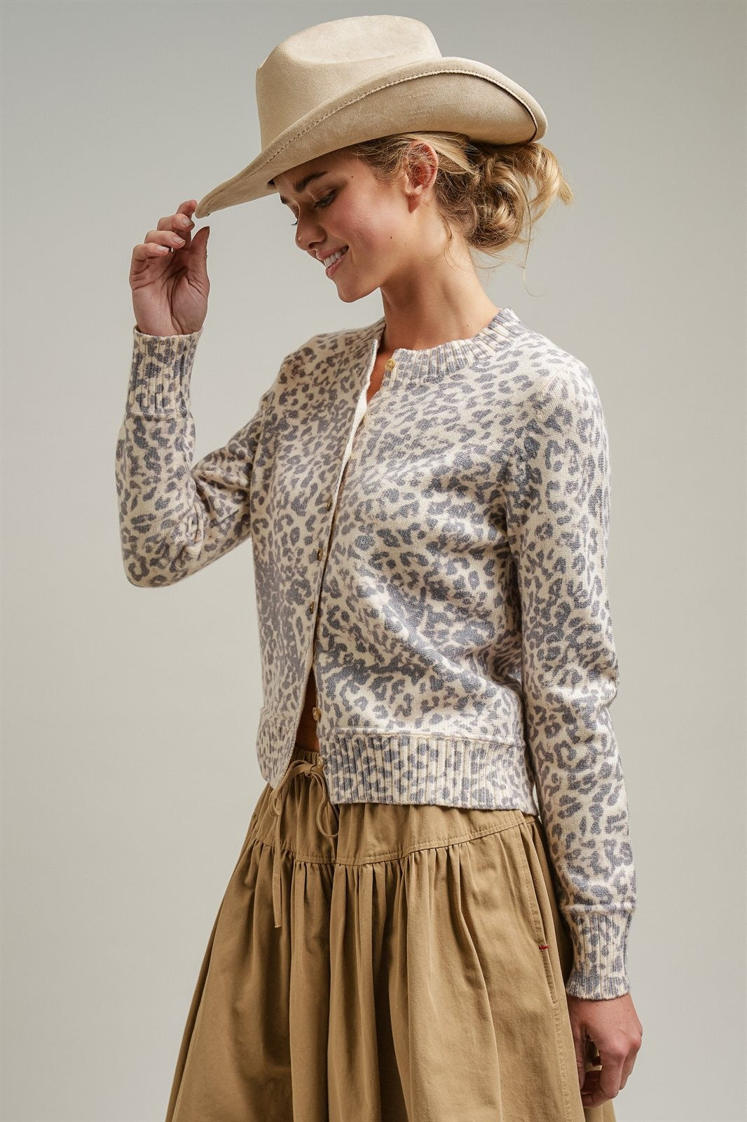 Muted Leopard Print Knit Button Cardigan in LEOPARD - Women's Cardigans & Shrugs | Urban Daizy