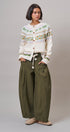 Pleated Wide-Leg Barrel Pant with Drawstring in OLIVE - Women's Casual Pants | Urban Daizy