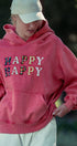 Urban Daizy "HAPPY HAPPY" Vintage Washed Hoodie Red Hoodie - Women's (UDZ-KN-00891) – alternate view 14