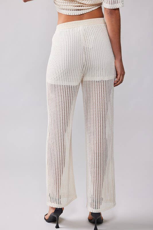 Mesh Knit Wide Leg Pants