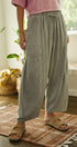 Striped Wide Leg Cotton Pants with Pockets in GREY - Women's Casual Pants | Urban Daizy