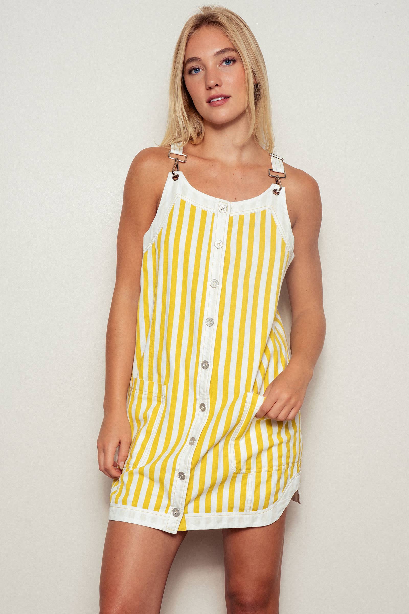 Urban Daizy Sunshine Stripe Overall Dress Blue Overalls - Women's (UDZ-AC-00159) – alternate view 4