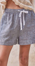Urban Daizy Linen Drawstring Relaxed Shorts Blue-Stripe Shorts - Women's (TNPT0831-Blue-Stripe) – alternate view 2