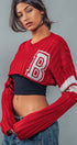Urban Daizy Cropped Ribbed Knit V-Neck Sweater H-Grey Knit Top - Women's (UDZ-TP-00637) – alternate view 2