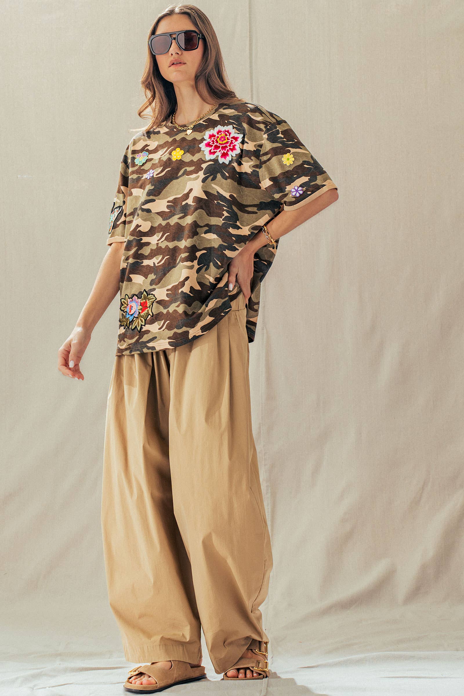 Urban Daizy Camo Floral Patch Oversized Cotton Tee Camouflage T-Shirt - Women's (UDZ-TP-01054) – alternate view 11