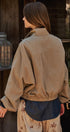 Cropped Zip Bomber Jacket in KHAKI - Women's Jackets & Blazers | Urban Daizy