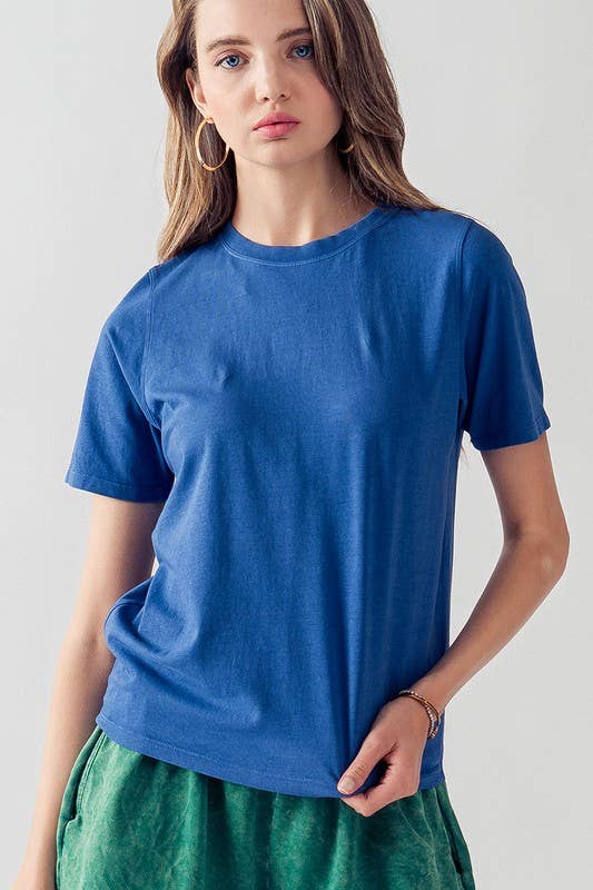 Urban Daizy Bray Classic Fit Crew Neck Tee Powered-Blue T-Shirt - Women's (UDZ-TP-00561)