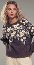 Urban Daizy Daisy Embossed 3D Floral Knit Sweater Brown Knit Sweater - Women's (UDZ-KN-00653) – alternate view 4