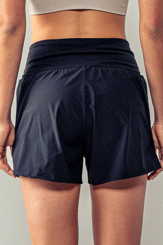 Urban Daizy Crossover Waist Athletic Yoga Shorts Black Athletic Shorts - Women's (UDZ-PT-00225) – alternate view 4