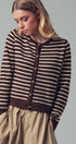 Urban Daizy Parisian Striped Gold Button Cardigan Khaki Cardigan - Women's (UDZ-KN-00656) – alternate view 2
