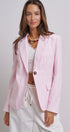 Pinstripe Single-Button Notch Lapel Blazer in LT PINK - Women's Fashion | Urban Daizy