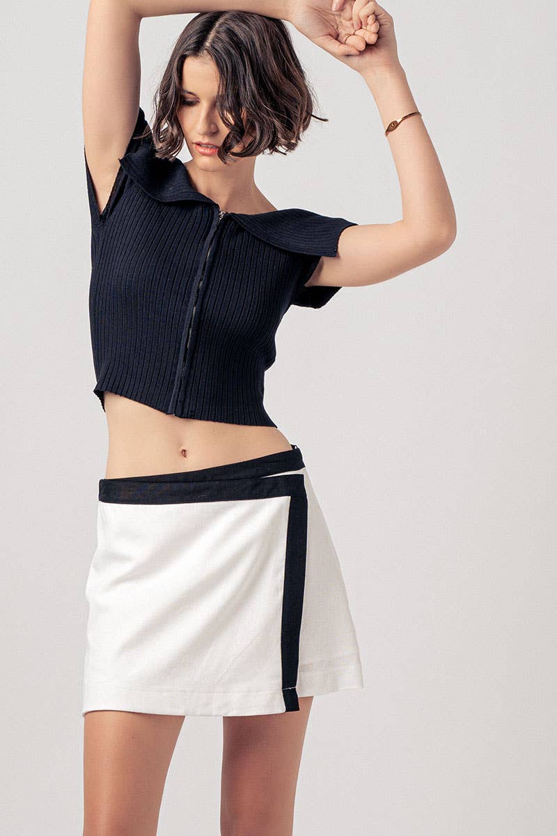 Urban Daizy Asymmetric Waistband Contrast Mini Skirt Black Skirt - Women's (UDZ-SK-00126) – alternate view 12