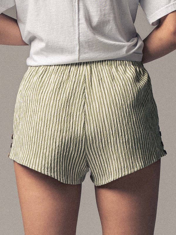 Urban Daizy Crinkle Stripe Shorts Lemon Shorts - Women's (UDZ-PT-00471) – alternate view 9