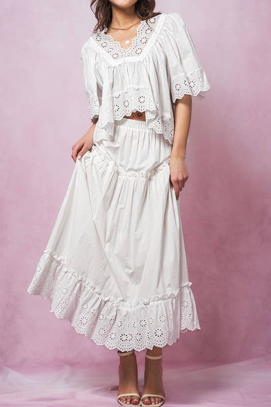 Urban Daizy Laced Eyelet Tiered Midi Skirt Lt-Blue Skirt - Women's (UDZ-SK-00108) – alternate view 23