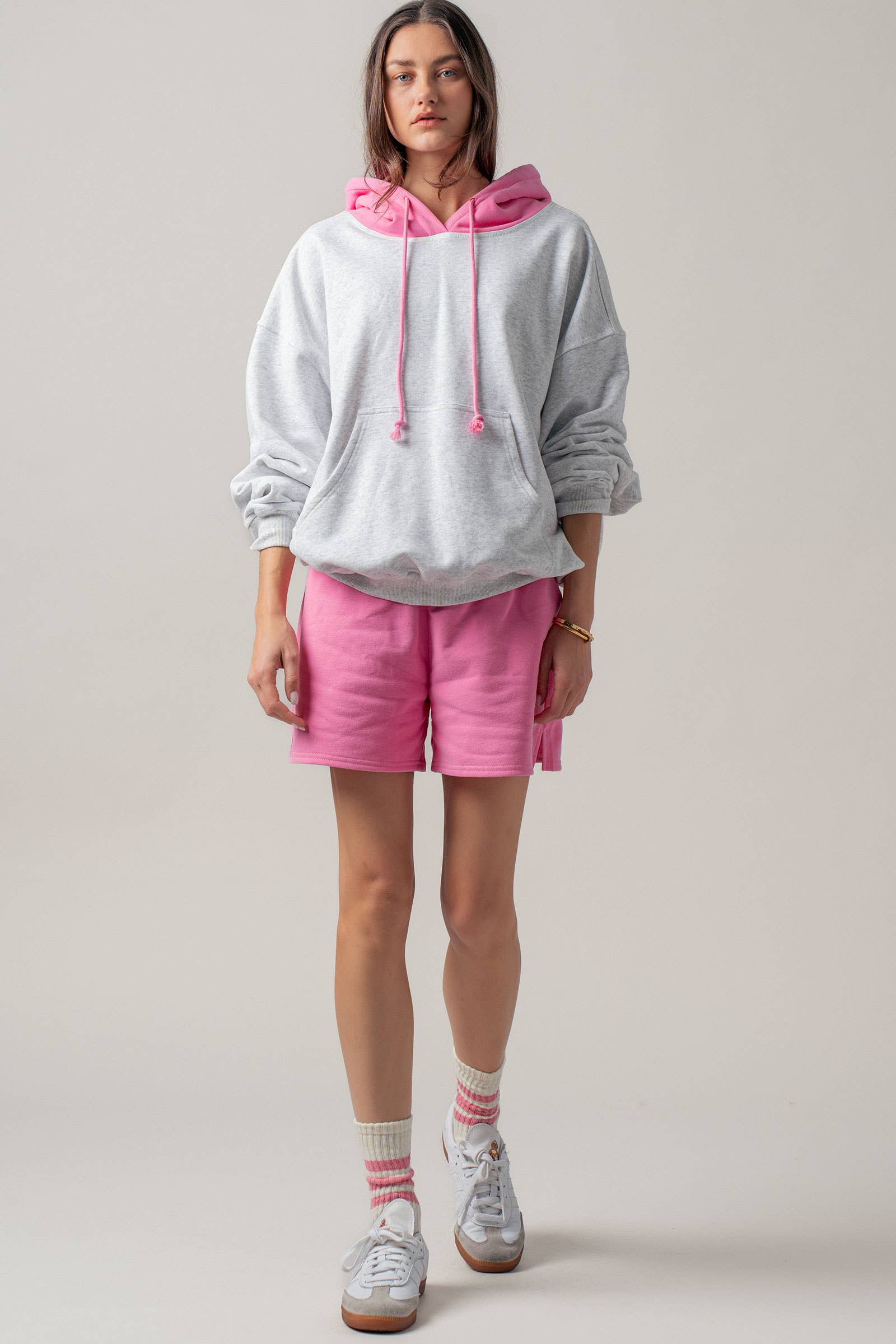 Contrast Hood Colorblock Pullover Hoodie