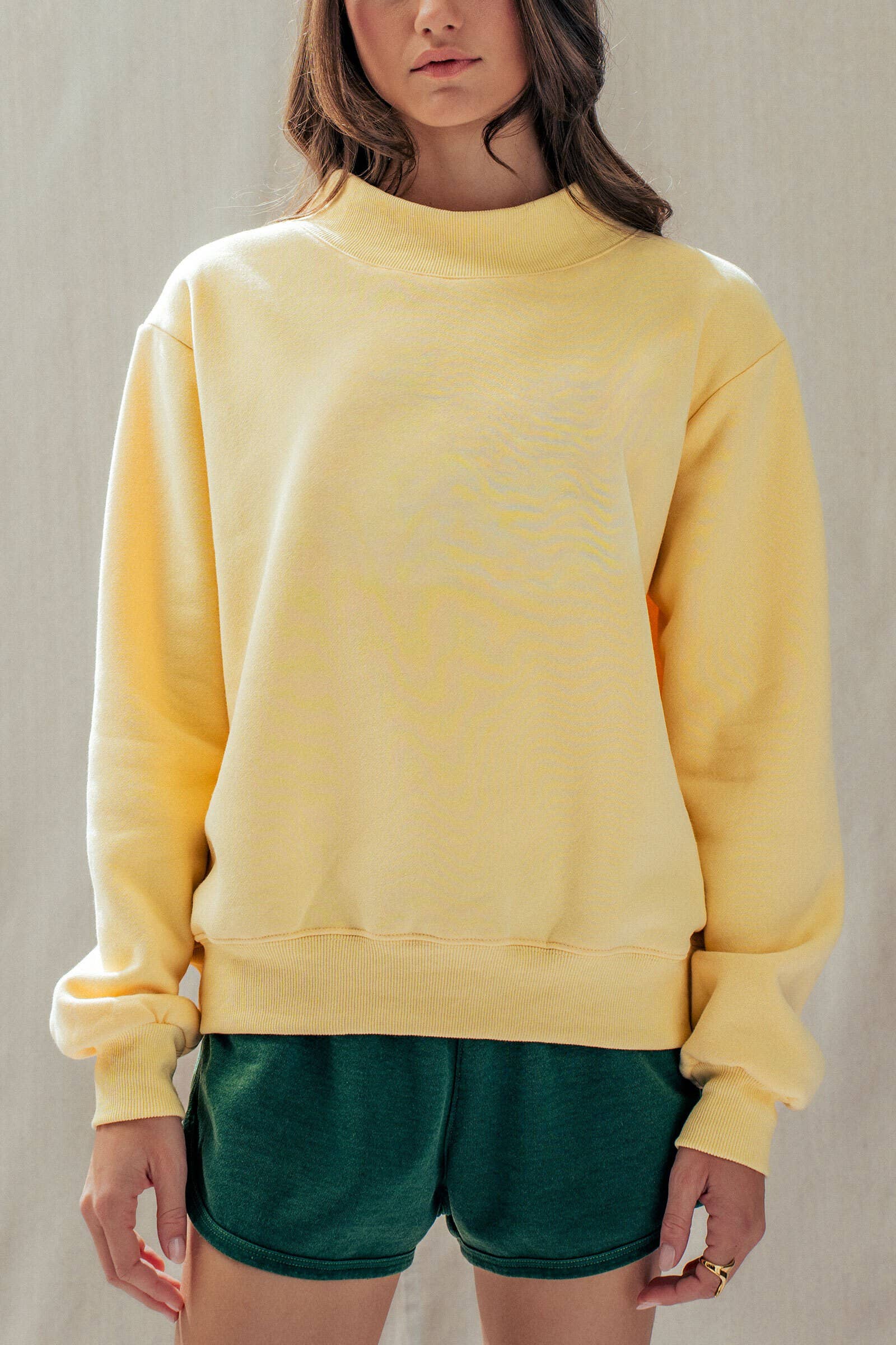 Urban Daizy Mock Neck Drop Shoulder Sweatshirt Ivory Sweatshirt - Women's (UDTP1437-Ivory) – alternate view 22
