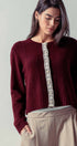 Urban Daizy Lace Trim Wool Blend Cardigan Pastel-Blue Cardigan - Women's (UDZ-KN-00652) – alternate view 3