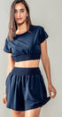 Urban Daizy Smocked High Waist Relaxed Fit Summer Shorts Navy Shorts - Women's (UDZ-PT-00266) – alternate view 4