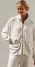 Scuba Zip Up Track Bomber Jacket Pilates Athflow for Women in WHITE MELANGE - Women's Jackets & Blazers | Urban Daizy