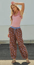 Retro Candy Pop Polka Dot Pants in BROWN BLUE - Women's Pants | Urban Daizy