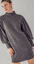 Urban Daizy Balloon Sleeve Mock Neck Sweater Dress Charcoal Dress - Women's (UDZ-DR-00096) – alternate view 10