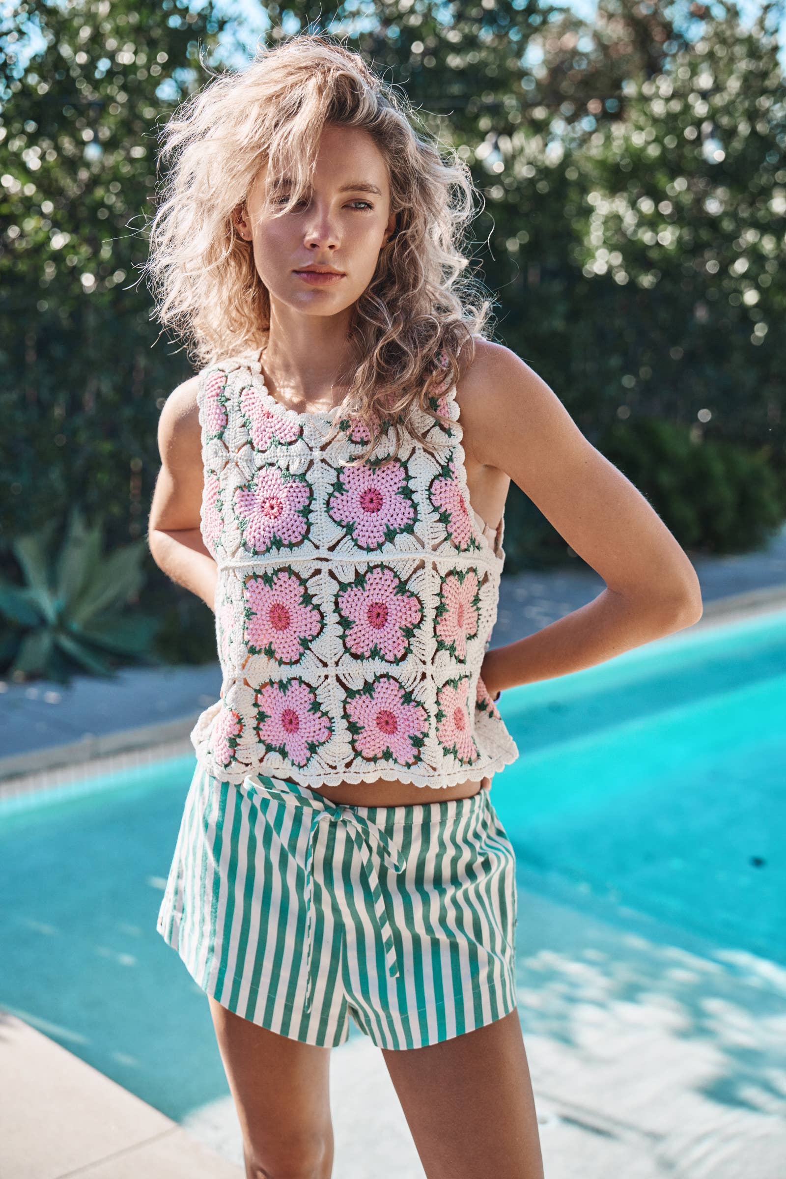Retro Striped Side-Button Lounge Shorts