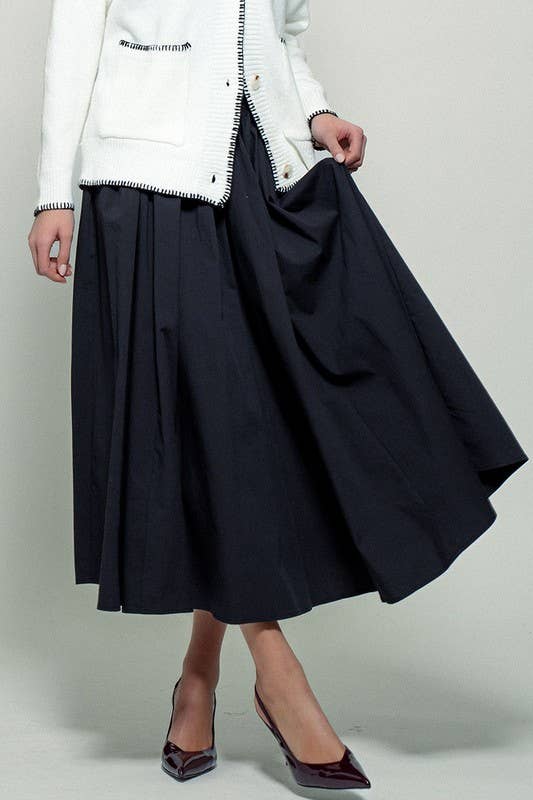 Urban Daizy Cotton Blend Pocketed Elastic Waist Midi Skirt Taupe Skirt - Women's (UDZ-SK-00070) – alternate view 6