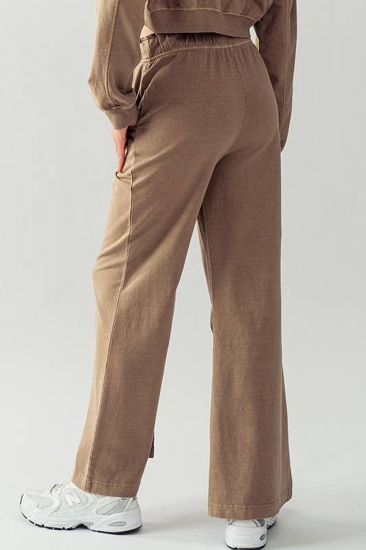 Urban Daizy Mineral Wash Wide Leg Elastic Waist Casual Sweatpants Cream Lounge Sweatpants Joggers - Women's…