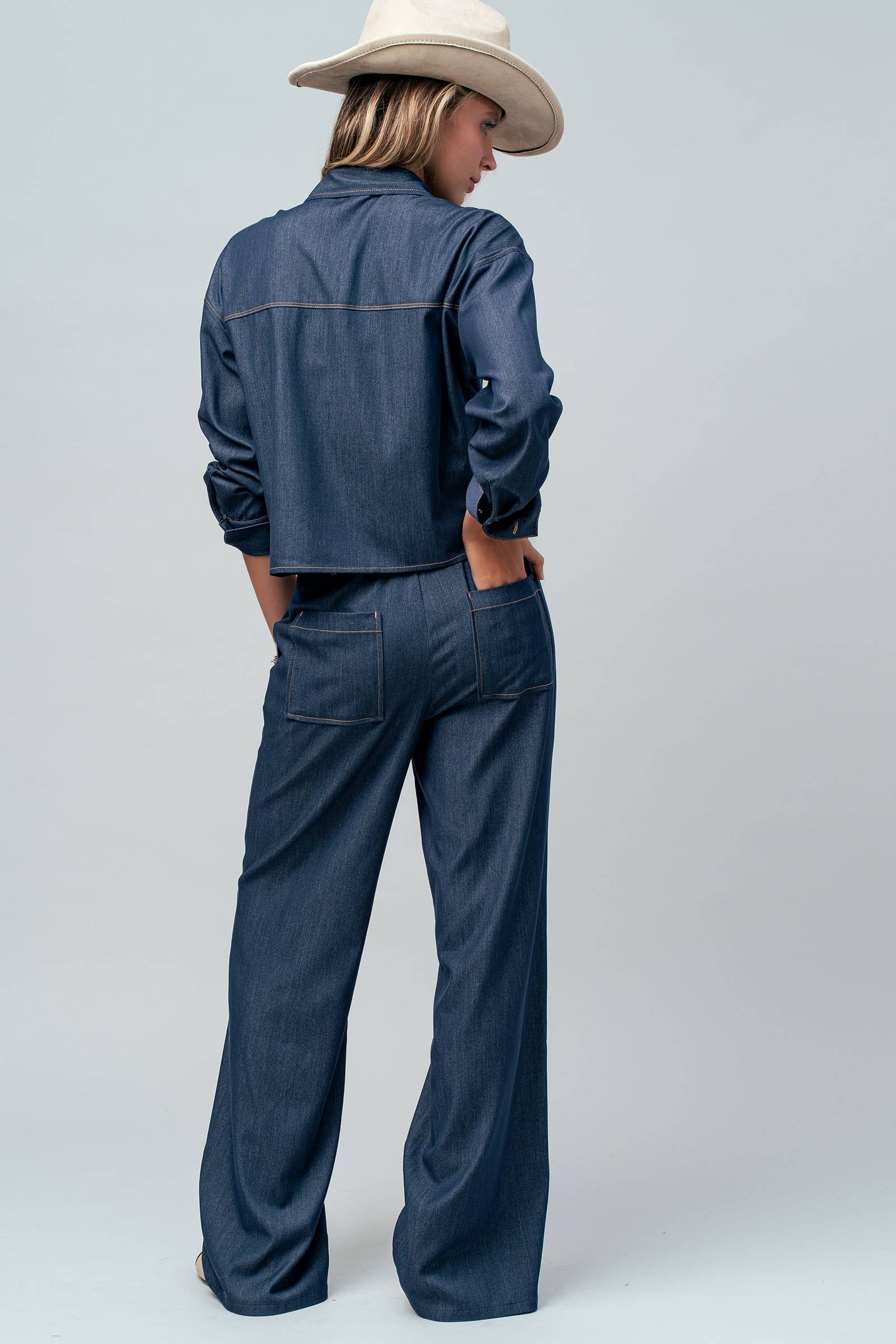 Denim Button Down Utility Shirt