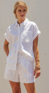 Coastal Ease Linen Short Sleeve Shirt in WHITE - Women's Tops | Urban Daizy