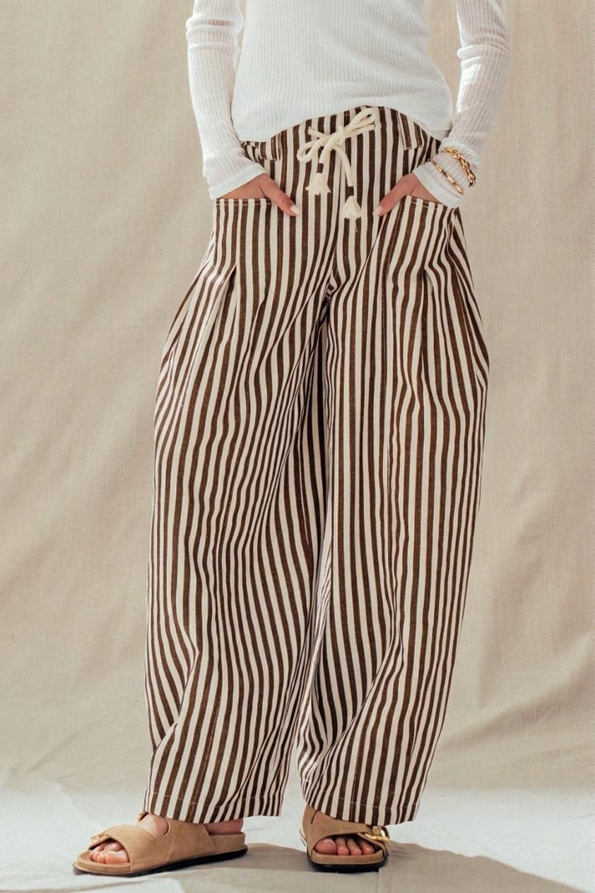 Rope Drawstring Balloon Pants Pleated Front