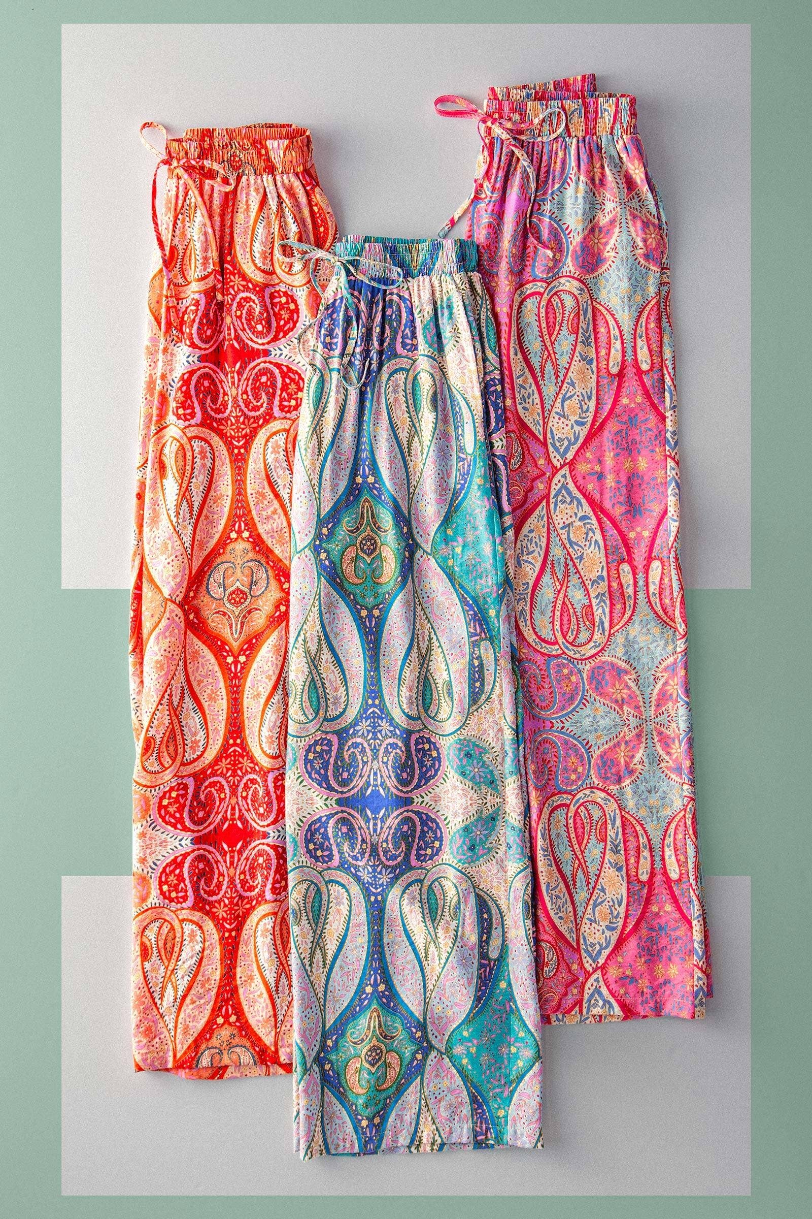 Paisley Print Wide-Leg Statement Pants