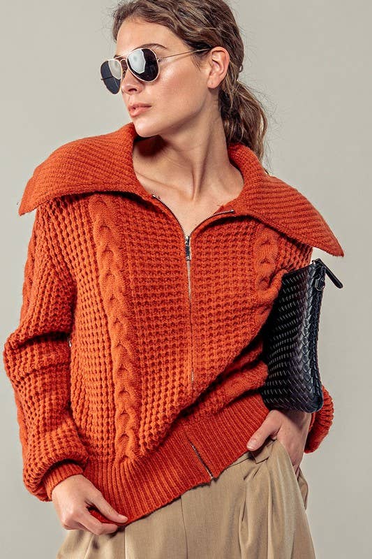 Urban Daizy Textured Cable Knit Sailor Jacket Beige-Buff Jacket - Women's (UDZ-OT-00317) – alternate view 18