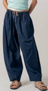 Urban Daizy Contrast Waist Cocoon Leg Pants Navy Pants - Women's (UDPT0102-Navy)
