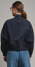 Cropped Zip Bomber Jacket in NAVY - Women's Jackets & Blazers | Urban Daizy