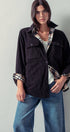 Urban Daizy Plaid Flannel-Lined Corduroy Shacket Taupe Shirt Jacket/Shacket - Women's (UDZ-KN-00150) – alternate view 15
