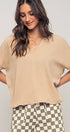 Urban Daizy Relaxed V-Neck Top with Folded Sleeves Ivory Blouse - Women's (UDZ-TP-00570) – alternate view 25