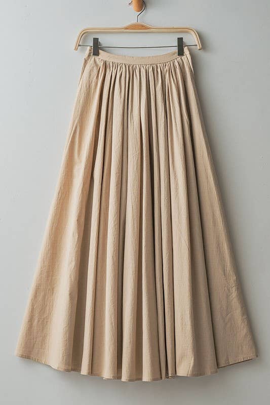 Urban Daizy Cotton Blend Pocketed Elastic Waist Midi Skirt Taupe Skirt - Women's (UDZ-SK-00070) – alternate view 19