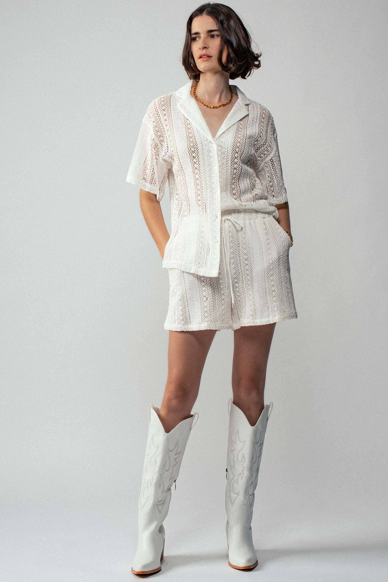 Urban Daizy Bohemian Crochet Knit Drawstring Elastic Waist Pocket Shorts Black Shorts - Women's (UDZ-PT-00084) –…