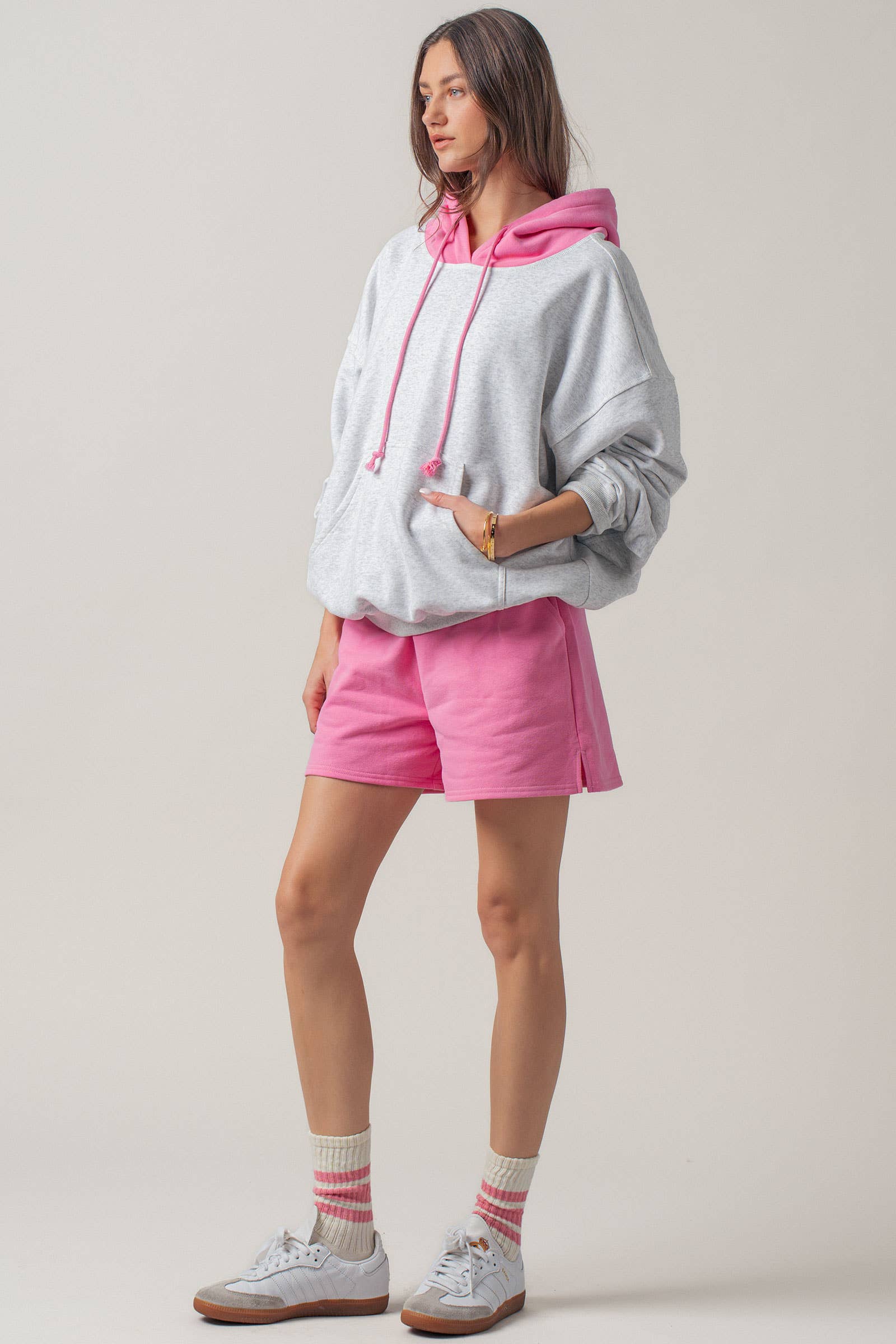 Contrast Hood Colorblock Pullover Hoodie