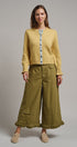 Floral Contrast Wool Blend Crew Neck Cardigan in HONEY GOLD - Women's Cardigans & Shrugs | Urban Daizy