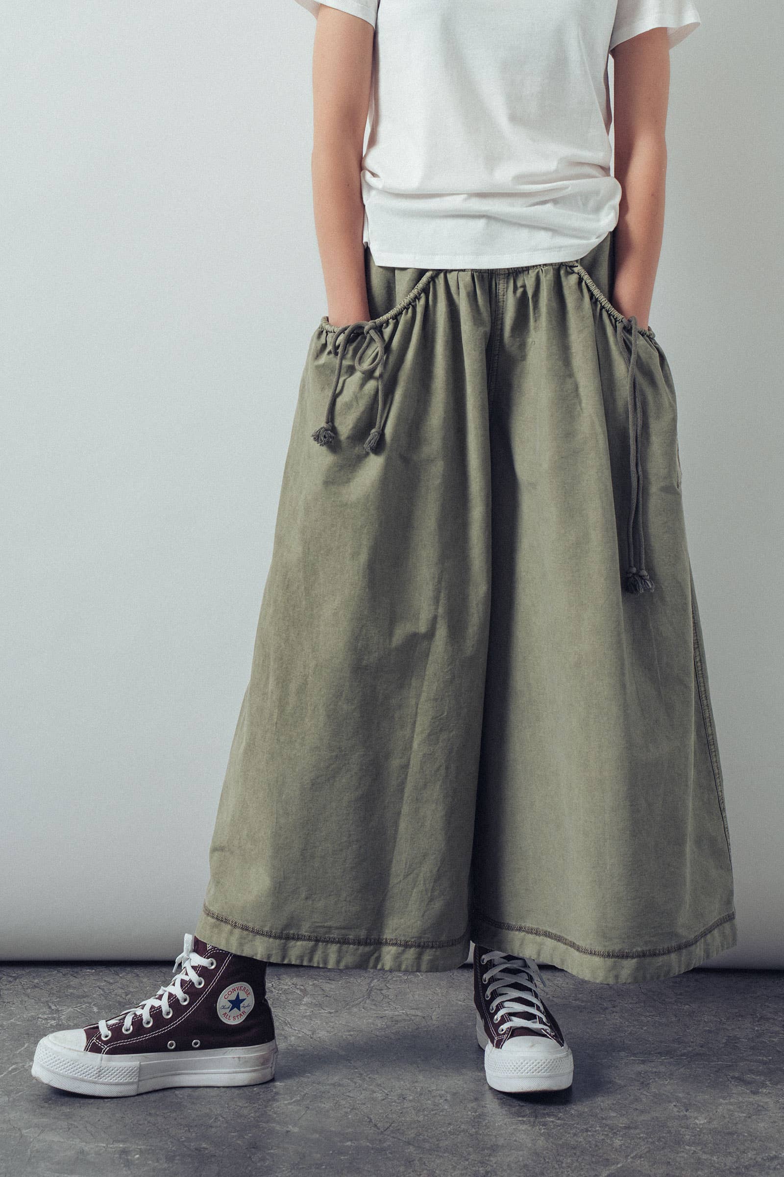 Drawstring Detail Wide Leg Culottes